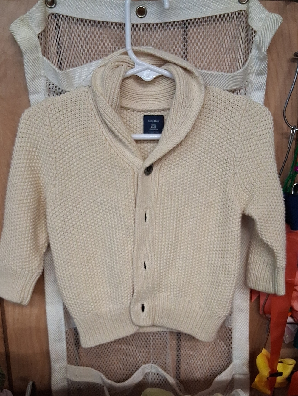 GAP Cream Shawl-Collar Kids Knit Cardigan